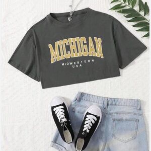 SHEIN cropped Tee represent Michigan with you top
